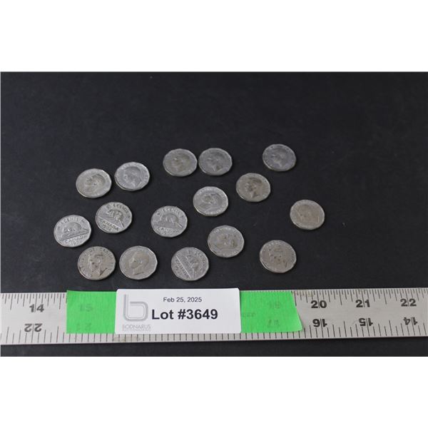 (16) Canadian Nickels- 1952