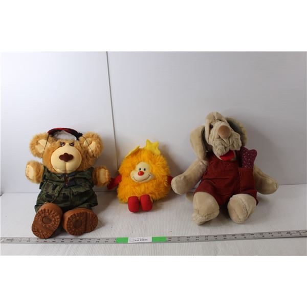 (3) Vintage Stuffies- Wrinkles Dog, Rainbow Brite OJ, Furskins Clayton Scout
