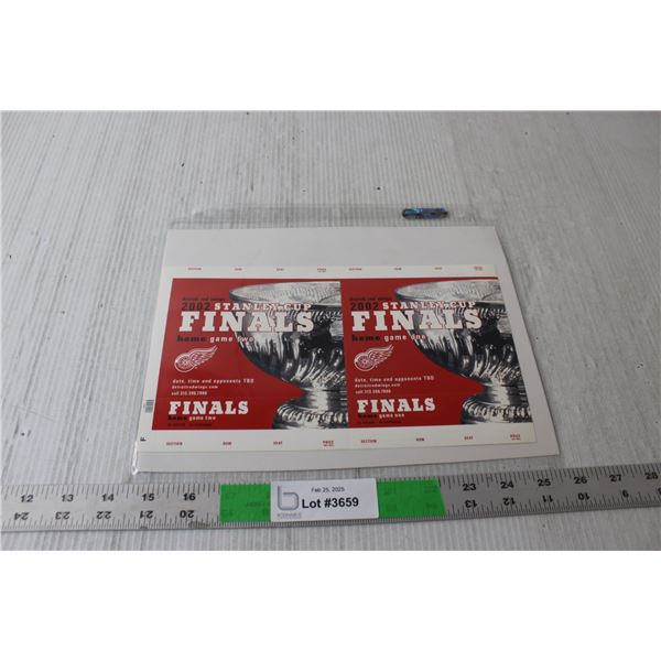 Detroit Red Wings 2002 Stanley Cup Finals Ticket Samples Game 1 & 2
