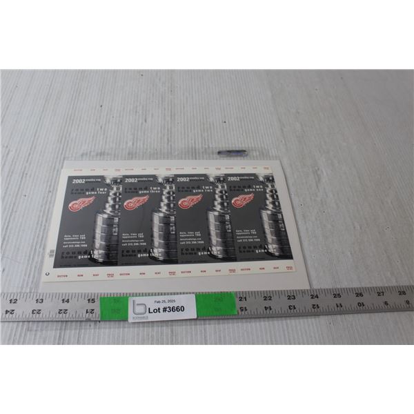 2002 Stanley Cup Playoffs Detroit Red Wings Ticket Samples