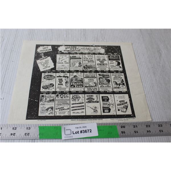 1957 Golden West Drive in Theatre Movie Schedule