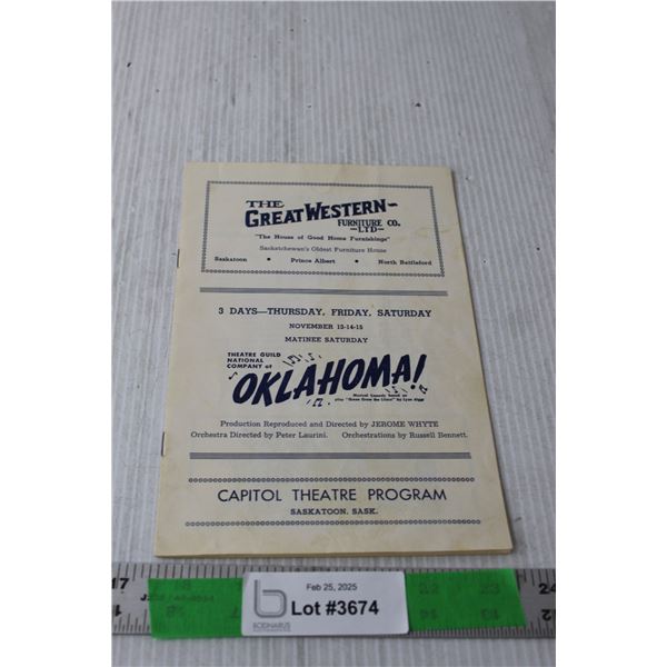 Oklahoma Program by Capitol Theatre 1969