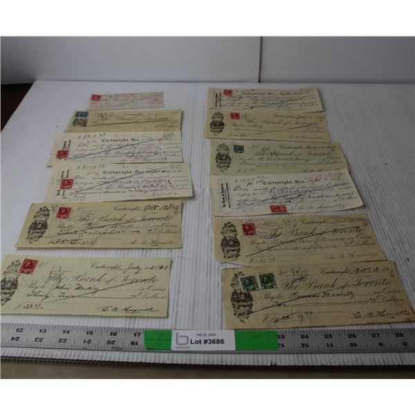 Vintage Bank of Toronto Cancelled Cheques- 1920s