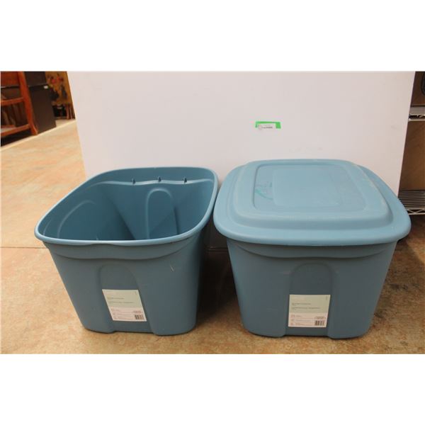 *(2) 72L Type A Plastic Totes, One Lid 16" Tall x 24" Long x 20" Wide