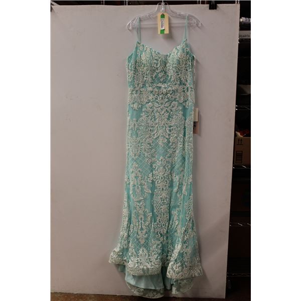*Angela & Alison Tiffany Blue Dress with Back Tie- Size 14