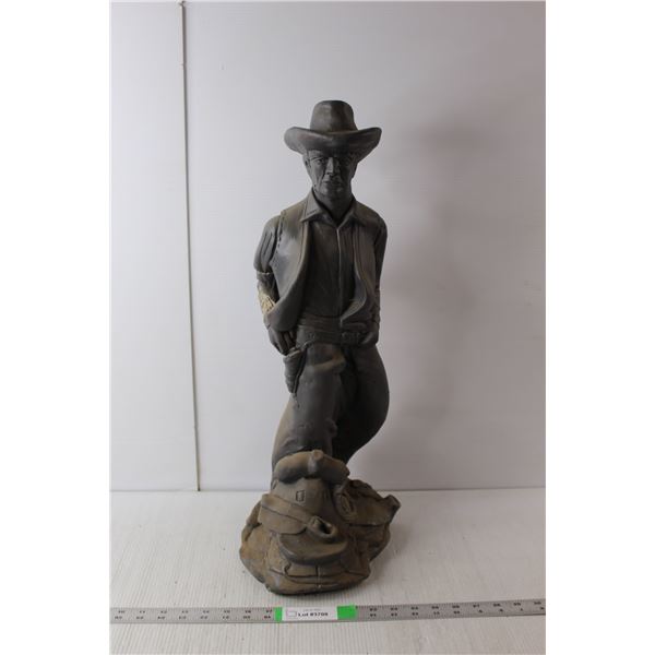 Cement Cowboy Statue 23.5" Tall- As Is WILL NOT SHIP