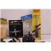 Image 2 : Tool Lot: Battery Terminal Cleaner, Tire Repair Kit, Tire Gauge, Windshield Strip Tool, Misc