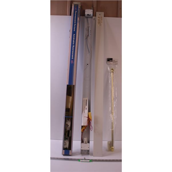 Sylvania Florescent Light Fixture (No Bulb) - 48" Long & Adjustable Curtain Rod - 28-48"
