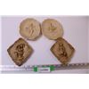 Image 1 : (4) Resin Cast Renaissance Style Hanging Wall Pictures - 8" x 6" & 7" x 6"