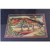 Image 4 : (4) Pictures: Wood Veneer Asian Pictures & Grass Mexican Art in Frame - 9" x 13"