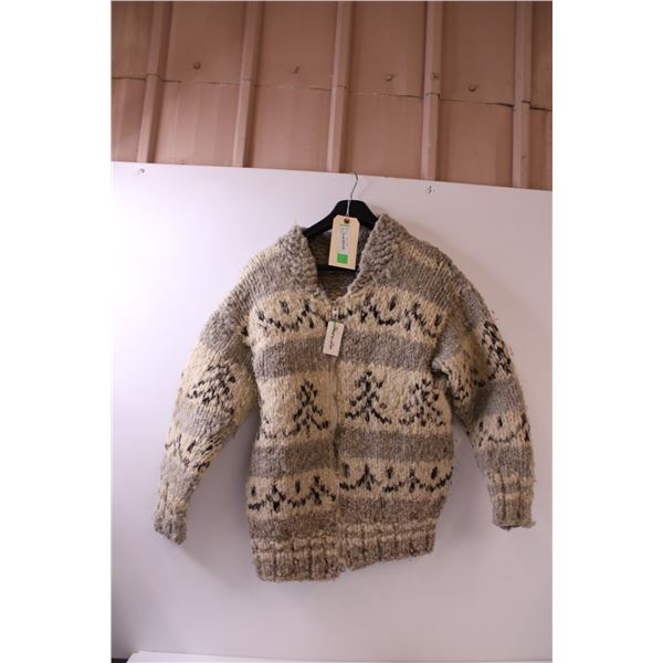 * Wool Zip-Up Sweater - Size Medium