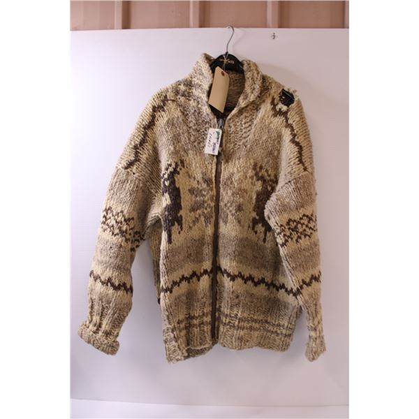 * Wool Zip-Up Sweater - Size Large - Has Wear/Hole As Pictured