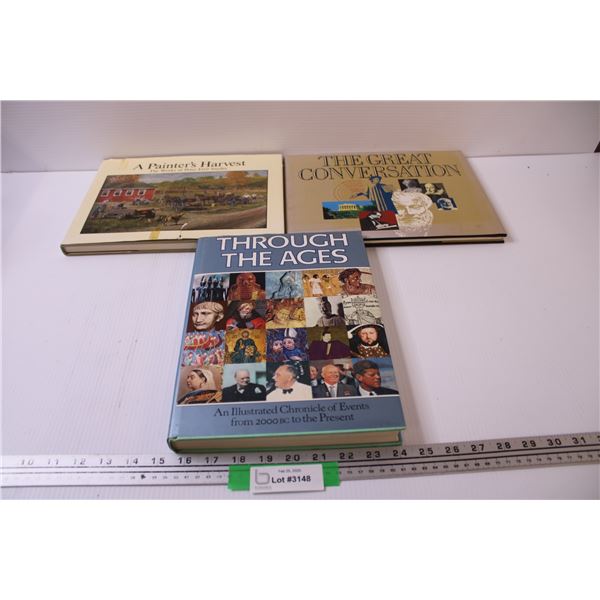 (3) Books: Through The Ages, A Painters Harvest, The Great Conversation