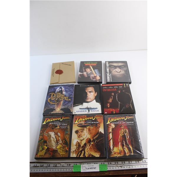 (9) DVD Movies - Indiana Jones, The Dark Crystal and Robin Hood