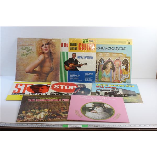 (8) Vinyl Records - Bette Midler, Truck Driving Man and Stop Smoking & Overeating