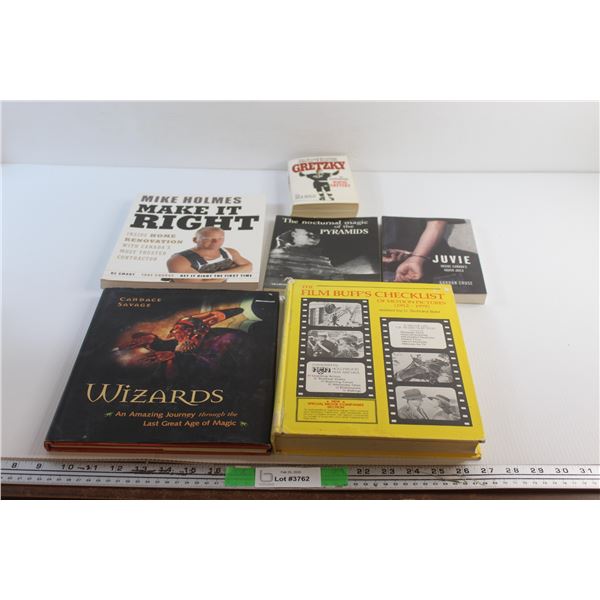 (6) Books - Wayne Gretzky, Wizards and The Film Buff's Checklist