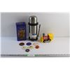 Image 1 : Lindt Chocolate Tin, Vacuum Flask, Fisher Price Toot Toot Train Toy and Shirt Pins