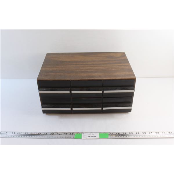 6 Drawer Cassette Storage Box and (9) Audio Cassettes - Kenny Rogers, Bing Crosby and Dean Martin