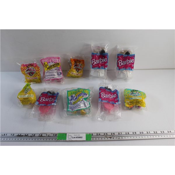 (10) Assorted McDonalds Happy Meal and Barbie Figurines - Sealed