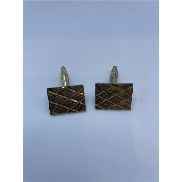 Textured Gold Toned Costume Cuff Links