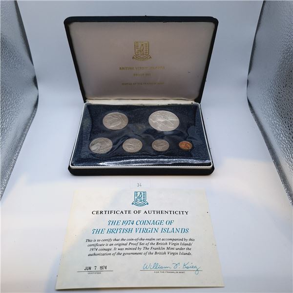 1974 Franklin Mint British Virgin Islands Proof Set 25.7g Sterling Silver