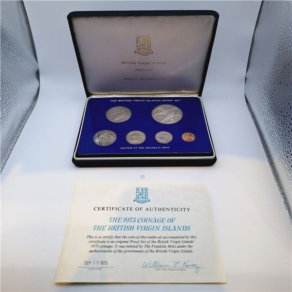 1975 Franklin Mint British Virgin Islands Proof Set 25.7g Sterling Silver