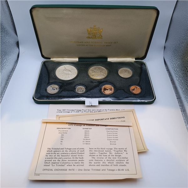 1971 Franklin Mint Trinidad and Tobago Proof Set 29.7g Sterling Silver
