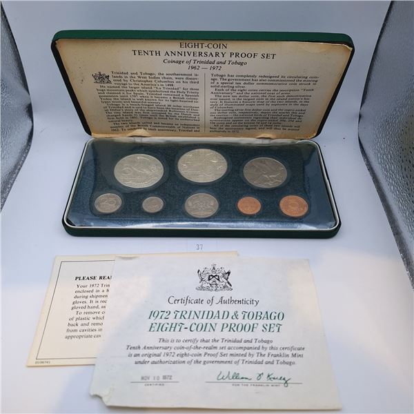 1972 Franklin Mint Trinidad and Tobago Proof Set 64.7g Sterling Silver