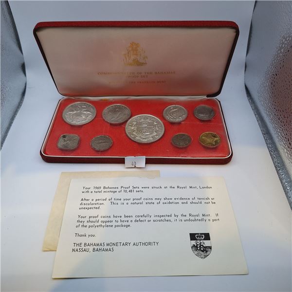 1969 Franklin Mint Commonwealth of the Bahamas Proof Set 71.9g 92.5% Silver, 28.5g 80% Silver