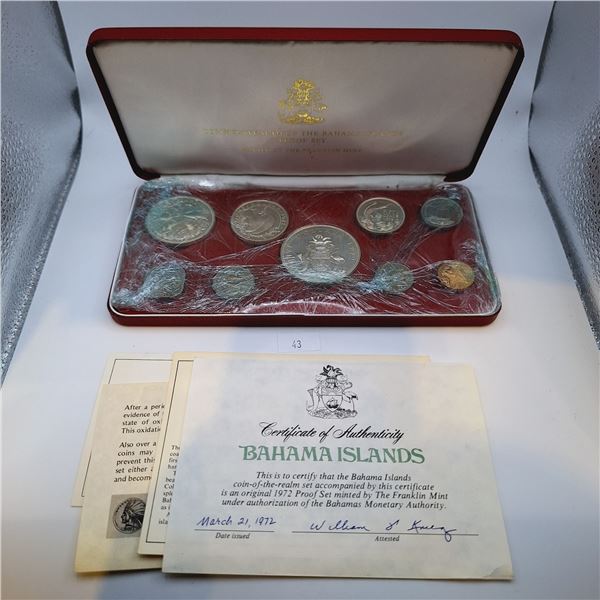 1972 Franklin Mint Commonwealth of the Bahamas Proof Set 71.9g 92.5% Silver, 28.5g 80% Silver