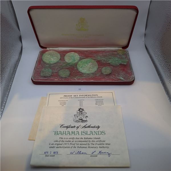 1973 Franklin Mint Commonwealth of the Bahamas Proof Set 71.9g 92.5% Silver, 18.1g 80% Silver