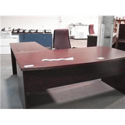 Mahogany Bowfront L-Shaped Executive Desk