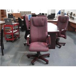 Mahogany Framed Burgundy Highback Gaslift Chair