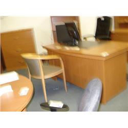 Oak Bowfront Executive Desk W/inlay