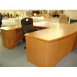 Oak Bowfront U-Shaped Executive Desk