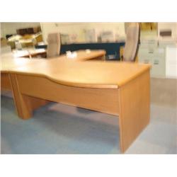 Oak Semi Bowfront L-Shaped Executive Desk