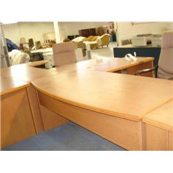 Oak  Bowfront L-Shaped Executive Desk