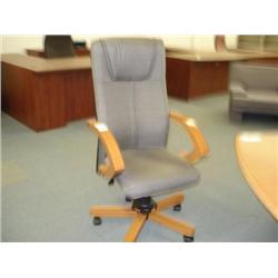 Oak Framed Grey Highback Gaslift Chair