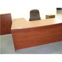 Dark Cherry L-Shaped Bowfront Desk