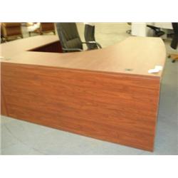 Dark Cherry Computer L-Shaped Bowfront Desk