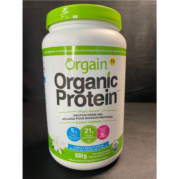 1 Tub of Orgain Organic Plant-Based Protein Drink Mix - Vanilla Bean Flavour (920g) - BB:2026/AL 09