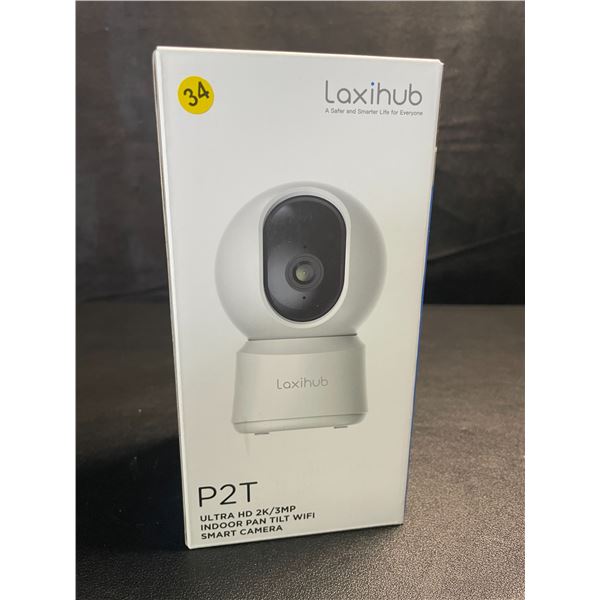 1 Laxihub P2T Ultra HD 2K/3MP Indoor Pan/Tilt WiFi Smart Home Security Camera - Brand New!