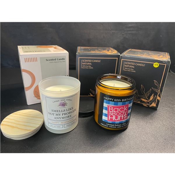 3 Funny/Scented Candles - "Back & Body Hurts" & "Smells Like Not My Problem Anymore" - New