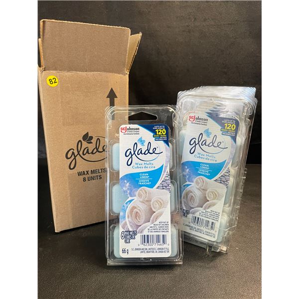 Box of 8 Glade Wax Melt Pack Refills - Clean Linen Scent - 6 Wax Melts Per Pack (8 Packs Total) New
