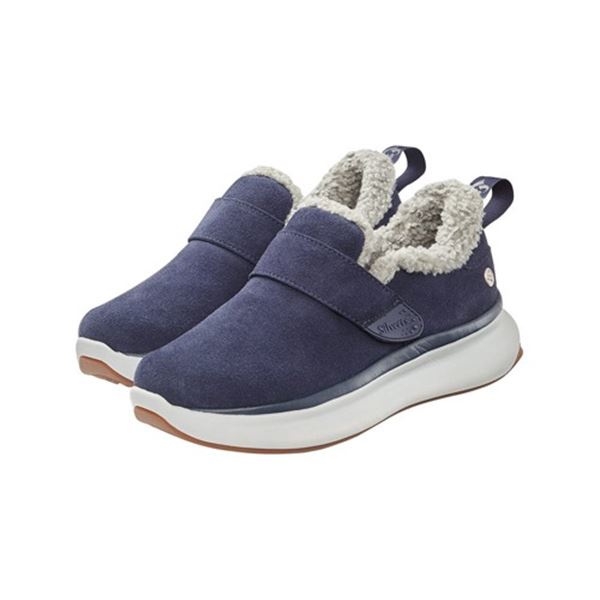 1 Pair of Silverts Women's Extra Wide Comfort Shoes with Sherpa Lining Navy/Grey - Size 8 - New