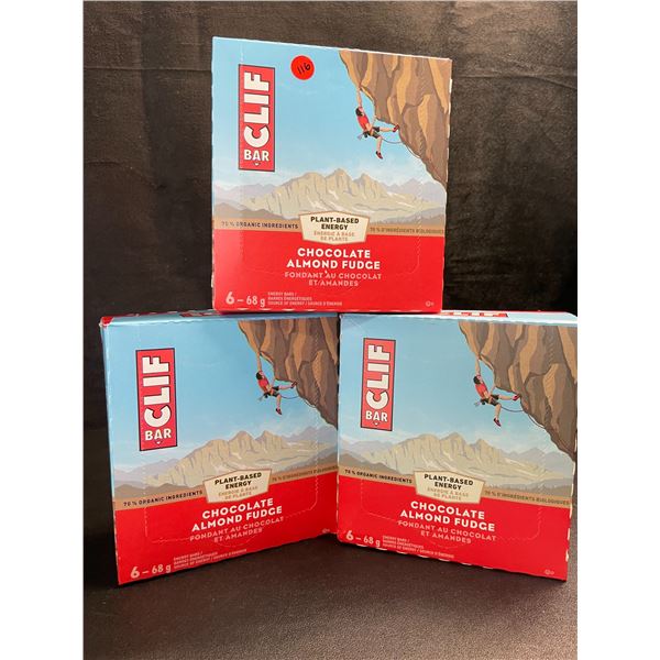 3 Boxes of CLIF Chocolate Almond Fudge Energy Bars (6 x 68G Bars Per Box/18 Bars Total) - New