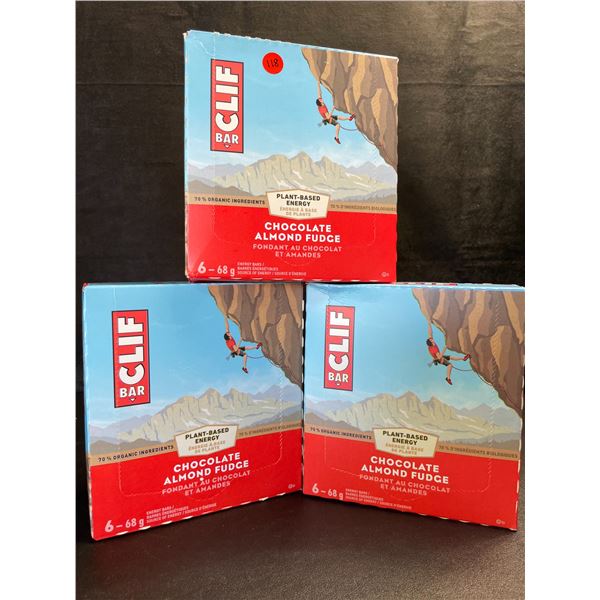 3 Boxes of CLIF Chocolate Almond Fudge Energy Bars (6 x 68G Bars Per Box/18 Bars Total) - New