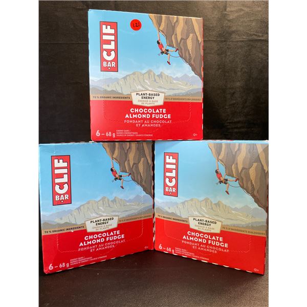 3 Boxes of CLIF Chocolate Almond Fudge Energy Bars (6 x 68G Bars Per Box/18 Bars Total) - New