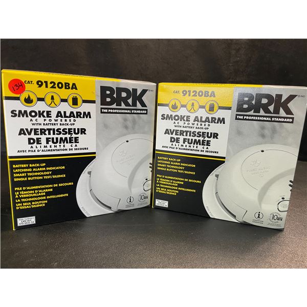 2 BRK 9120BA Hardwired Smoke Alarms with Battery Backup - Brand New!
