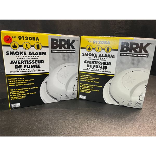 2 BRK 9120BA Hardwired Smoke Alarms with Battery Backup - Brand New!